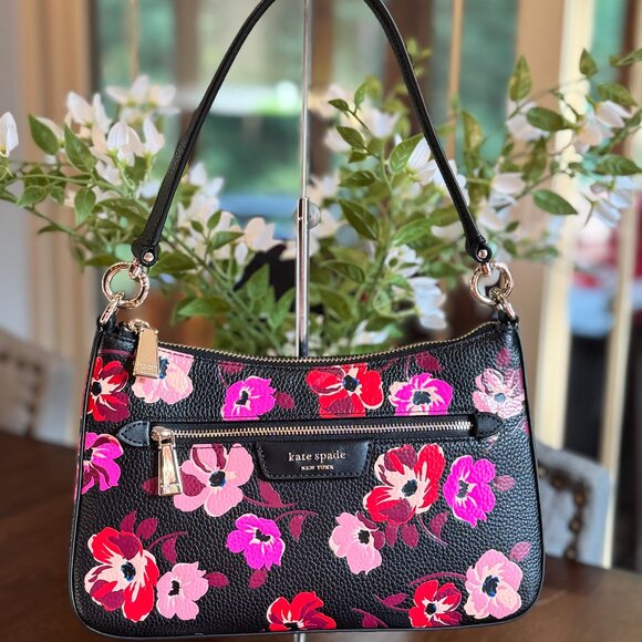 Kate Spade Hudson Fall Poppies Convertible Crossbody Clutch Shoulder Purse - Picture 2 of 10